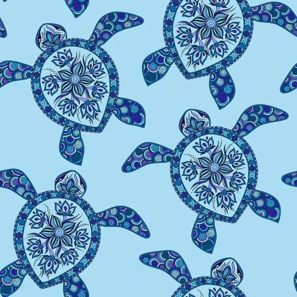 Seamless mönster med sköldpaddor — Stock vektor