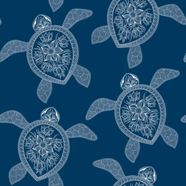 Varrat nélküli mintát a teknősökkel — Stock Vector
