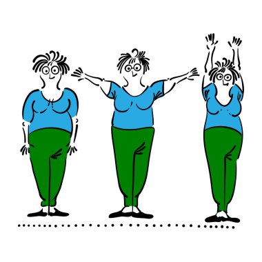 Yaşlı kadın egzersiz. Pilates pozlar seti