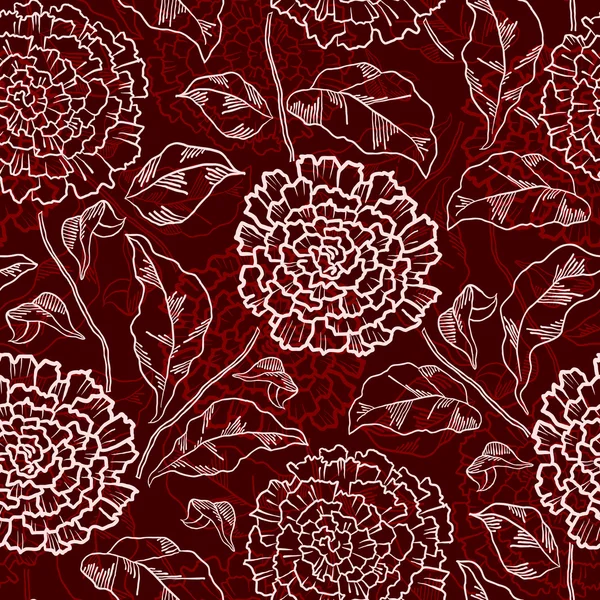 Motif floral sans couture vectoriel avec chrysanthèmes — Image vectorielle