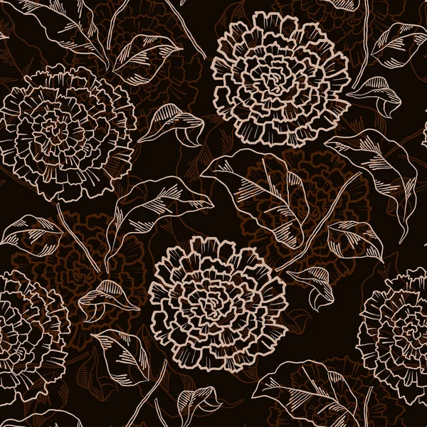 菊とベクトル シームレス花柄 — ストックベクタ