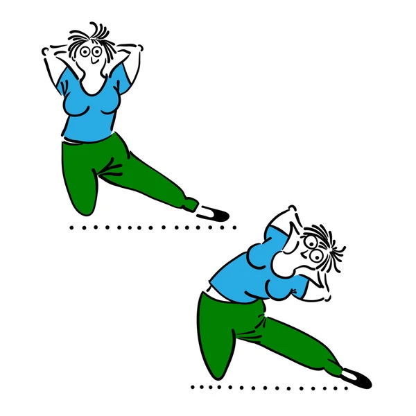 Uitoefening van oude vrouw. Pilates poses set — Stockvector