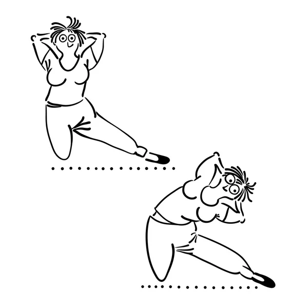 Utöva gammal kvinna. Pilates poser set — Stock vektor