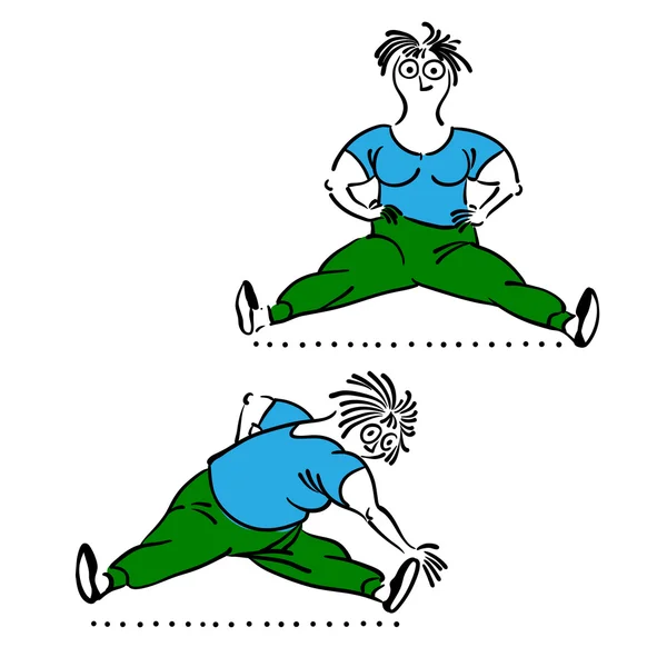 A exercitar a velhota. Pilates poses set — Vetor de Stock
