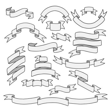 Şerit afiş kümesi vintage elle çizilmiş