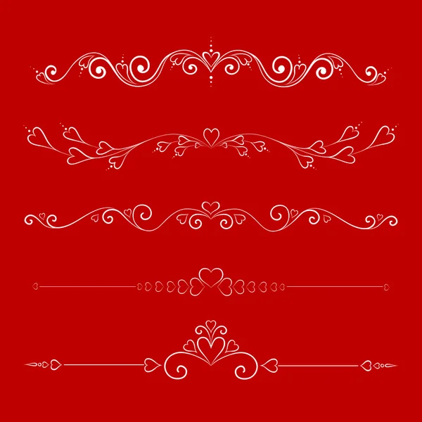 Set di elementi di design calligrafici di San Valentino — Vettoriale Stock
