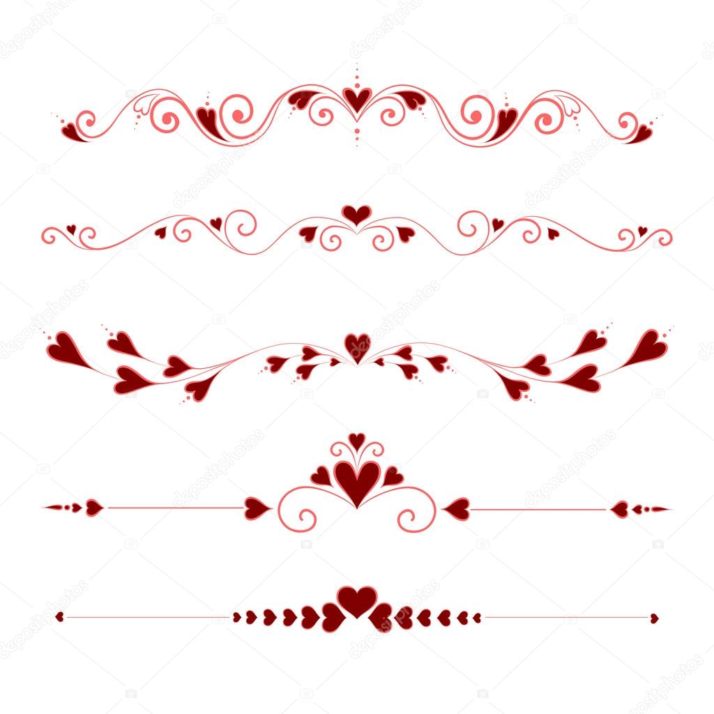 Set Calligraphic Valentine's Day  Elements