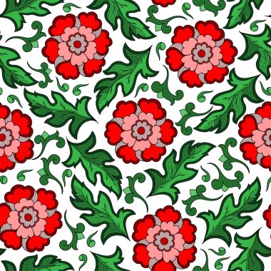 Dikişsiz vintage çiçek deseni