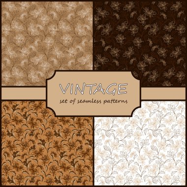 Seamless Vintage Floral Background Collection. Vector background