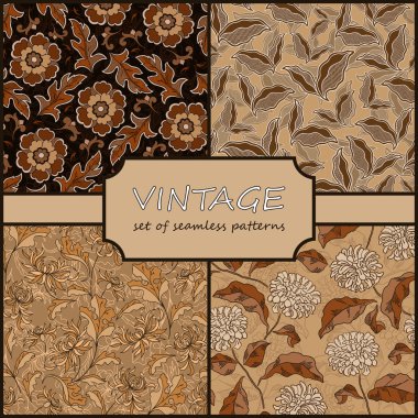 Seamless Vintage Floral Background Collection. Vector background