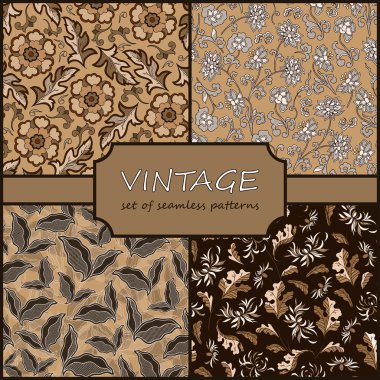 Seamless Vintage Floral Background Collection. Vector background