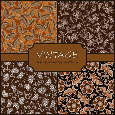 Seamless Vintage Floral Background Collection. Vector background
