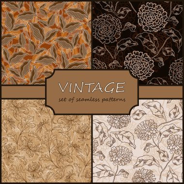 Seamless Vintage Floral Background Collection. Vector background