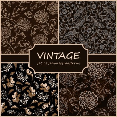 Seamless Vintage Floral Background Collection. Vector background