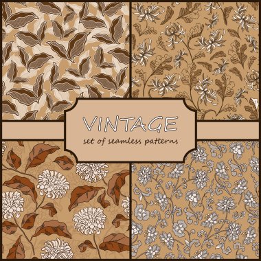 Seamless Vintage Floral Background Collection. Vector background