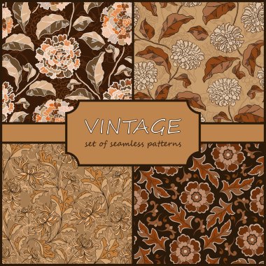 Seamless Vintage Floral Background Collection. Vector background