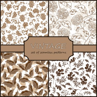 Seamless Vintage Floral Background Collection. Vector background