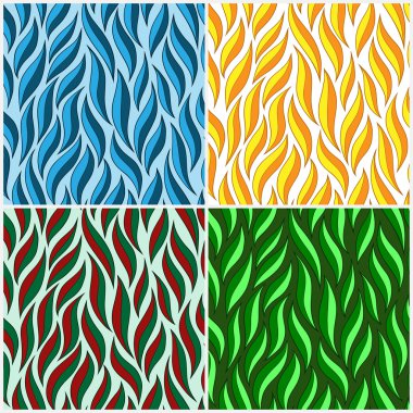 Dört Vintage yaprak Seamless Modeli ayarla