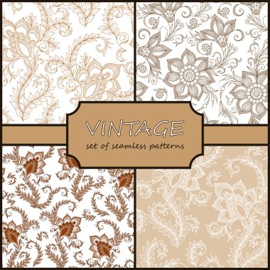 Henna Mehndi Tattoo Doodles Seamless Pattern Background Collecti