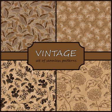 Seamless Vintage Floral Background Collection. Vector background