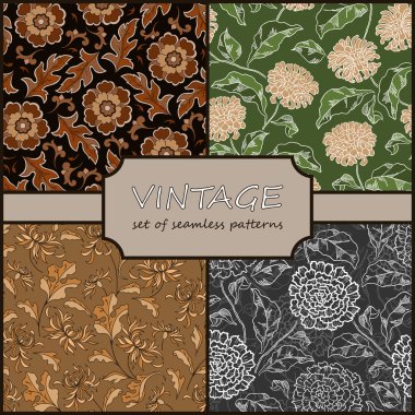 Seamless Vintage Floral Background Collection. Vector background