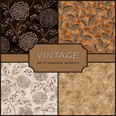 Seamless Vintage Floral Background Collection. Vector background