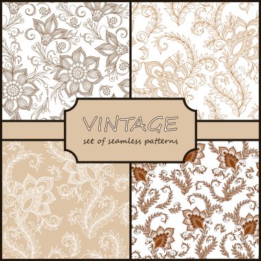 Seamless Vintage Floral Background Collection. Vector background