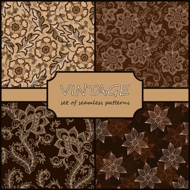 Seamless Vintage Floral Background Collection. Vector background