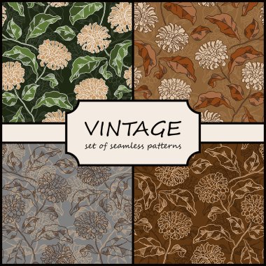 Seamless Vintage Floral Background Collection. Vector background