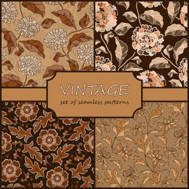 Seamless Vintage Floral Background Collection. Vector background