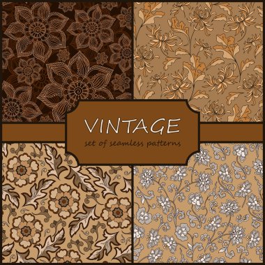Seamless Vintage Floral Background Collection. Vector background