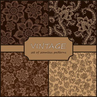 Seamless Vintage Floral Background Collection. Vector background