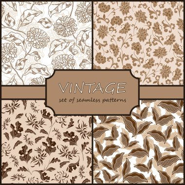 Seamless Vintage Floral Background Collection. Vector background