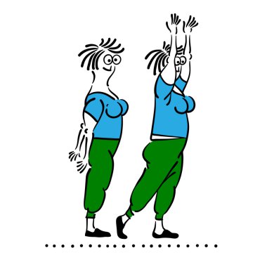 Yaşlı kadın egzersiz. Pilates pozlar seti