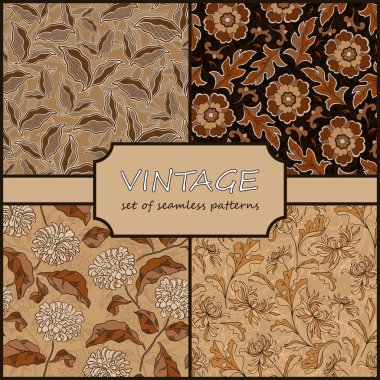 Seamless Vintage Floral Background Collection. Vector background