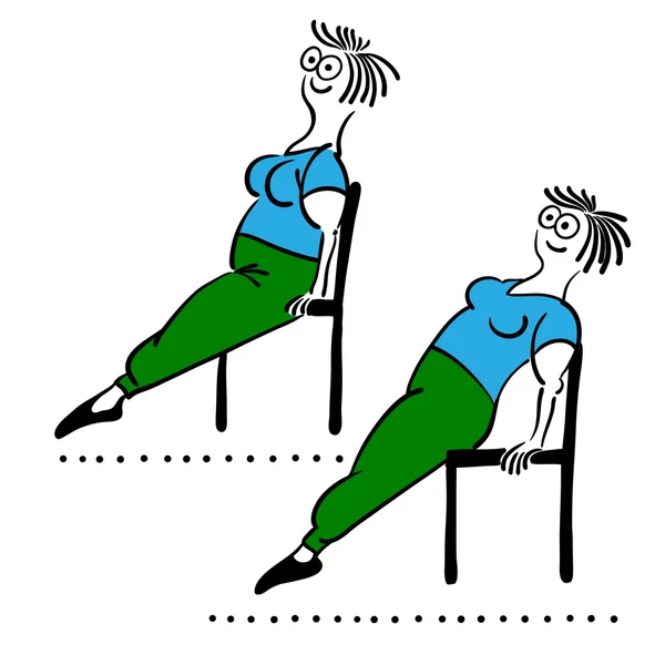 A exercitar a velhota. Pilates poses set — Vetor de Stock