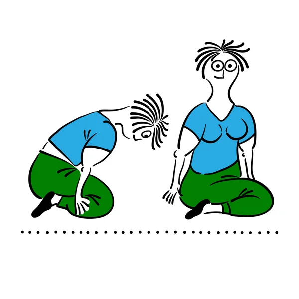 A exercitar a velhota. Pilates poses set —  Vetores de Stock