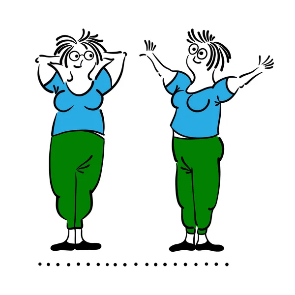 A exercitar a velhota. Pilates poses set —  Vetores de Stock