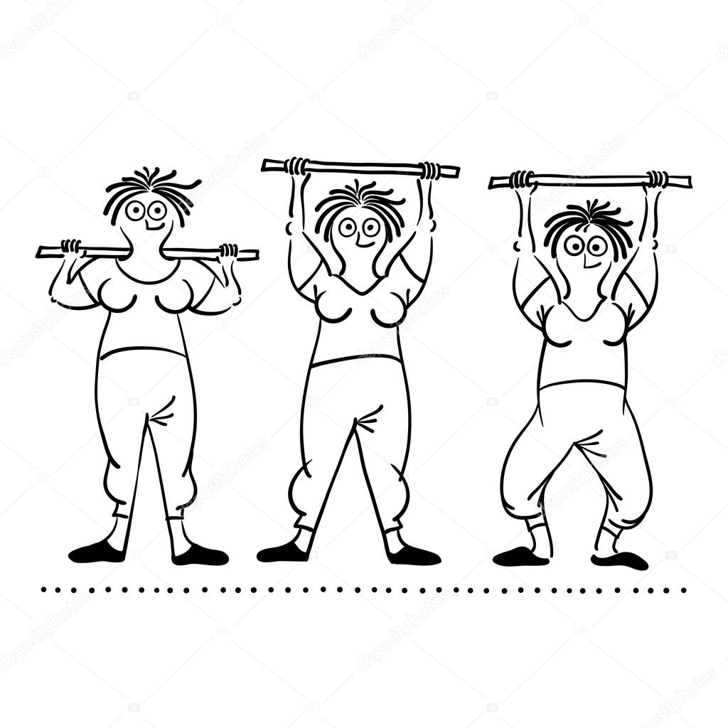 Exercising old woman. Pilates poses set