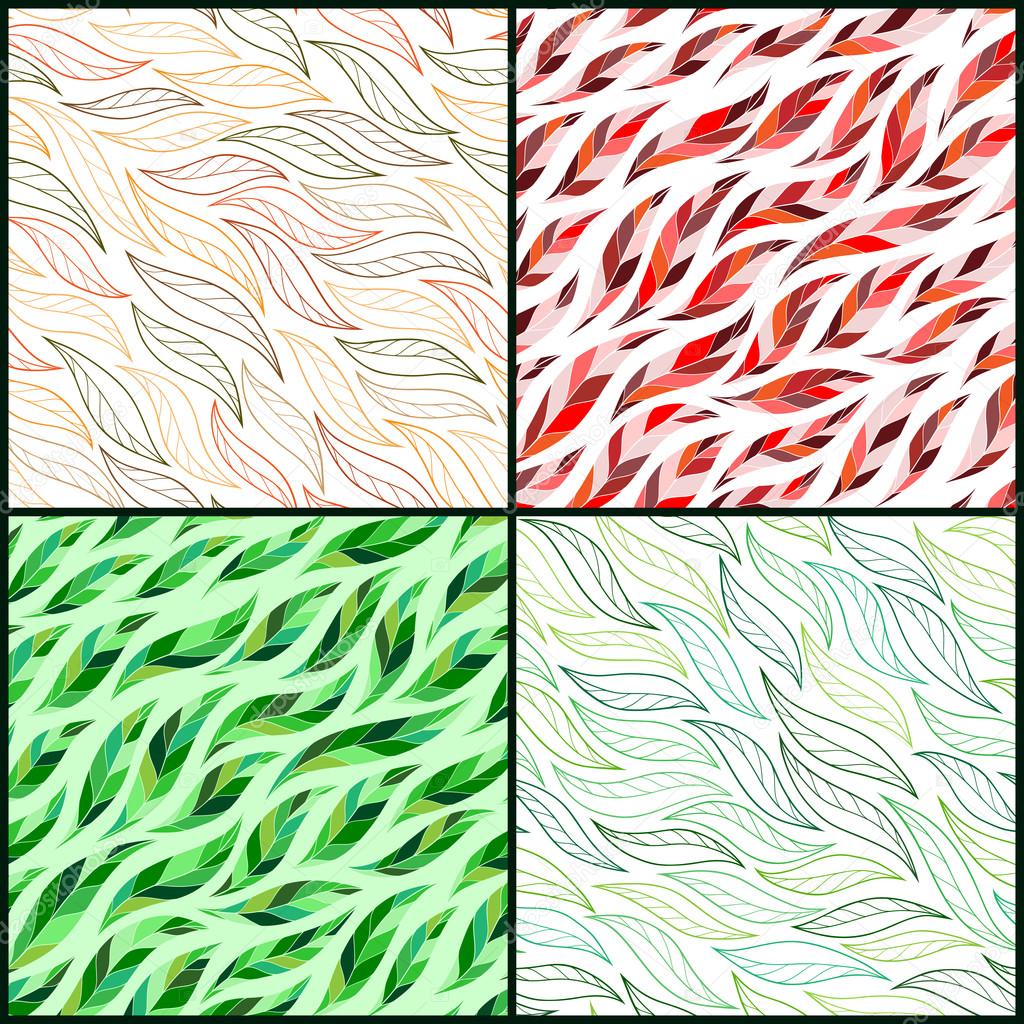 Four Vintage leaf Seamless Pattern set