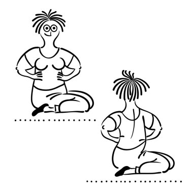 Yaşlı kadın egzersiz. Pilates pozlar seti