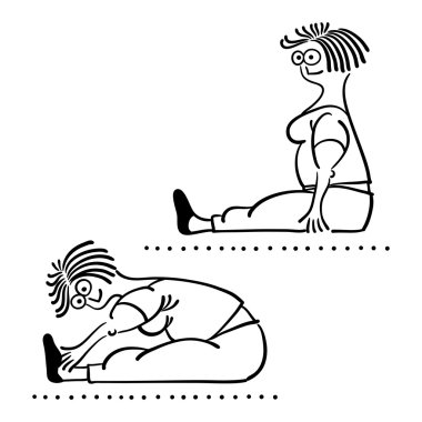 Yaşlı kadın egzersiz. Pilates pozlar seti