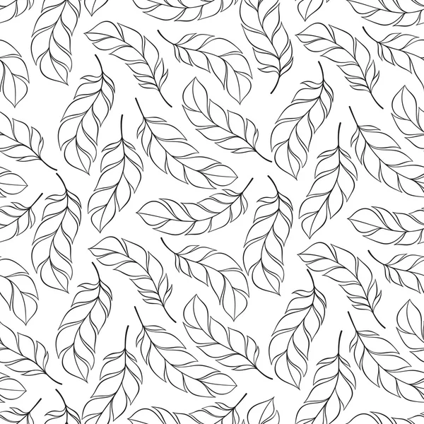 Vector hand drawn seamless patterns with feathers — Stock Vector