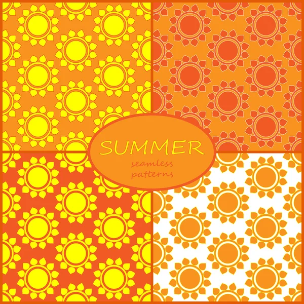 Set of Retro Seamless pattern with sun. Vector illustration. — Stock Vector