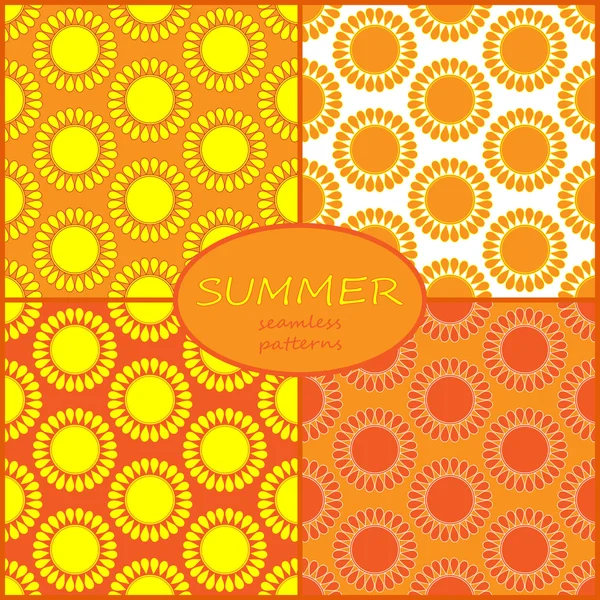 Set of Retro Seamless pattern with sun. Vector illustration. — Stock Vector