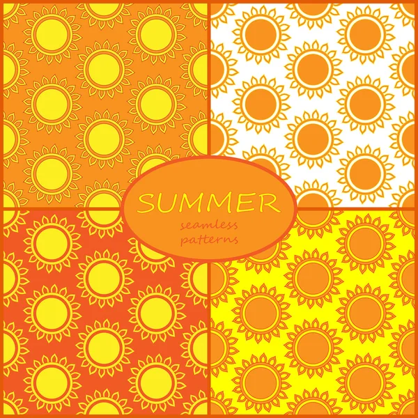 Set of Retro Seamless pattern with sun. Vector illustration. — Stock Vector