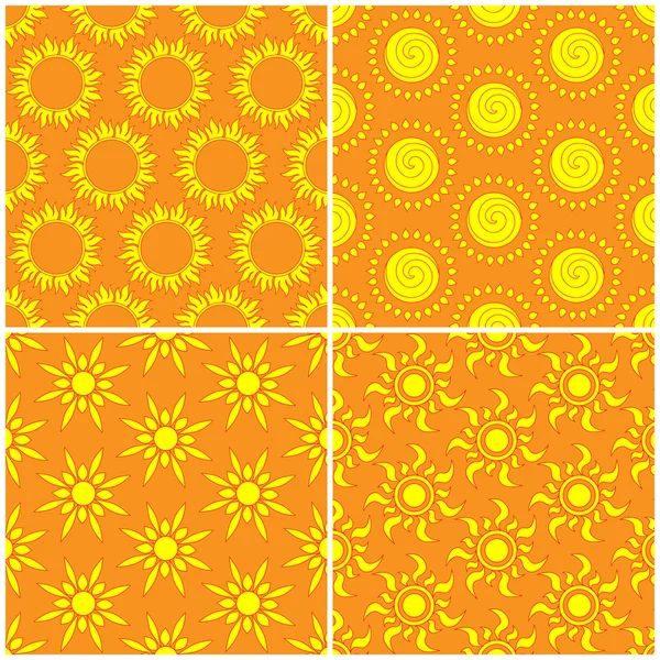 Set aus nahtlosem Retro-Muster mit Sonne. Vektorillustration. — Stockvektor