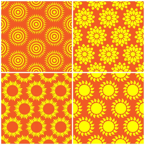 Set of Retro Seamless pattern with sun. Vector illustration. — Stock Vector