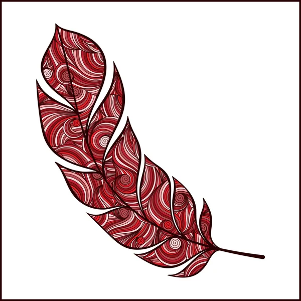 Une plume tribale vintage. Série de plumes doodle . — Image vectorielle