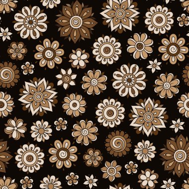 Kına Mehndi dövme karalamalar Retro Seamless Modeli